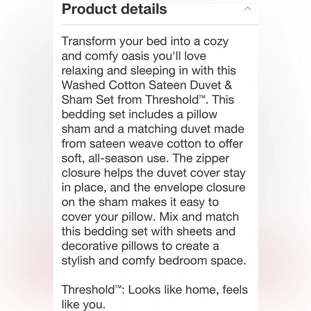 THRESHOLD NWT washed cotton sateen diver cover & sham set -indigo -full/queen